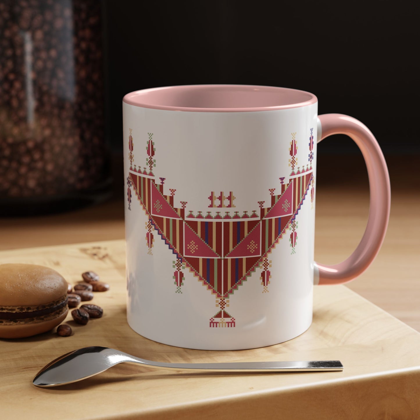 Gaza Chest Panel Mugs, old thobe (3), A Sip of Palestinian Heritage.