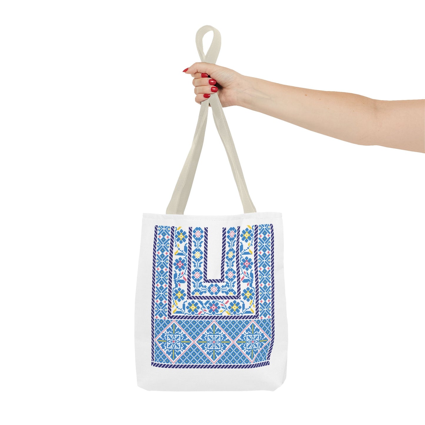 Ramallah Chest Panel Tote Bag (Blue, 1980 Thobe) – Carry Your Heritage with Style.