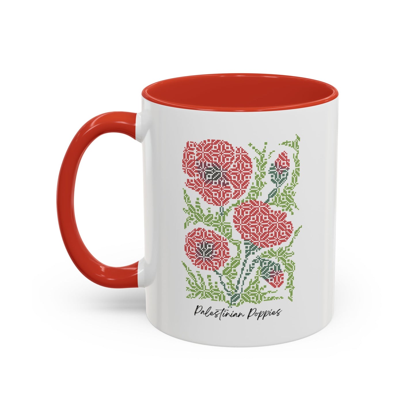 Palestinian Poppies Mug, A Sip of Palestinian Heritage.