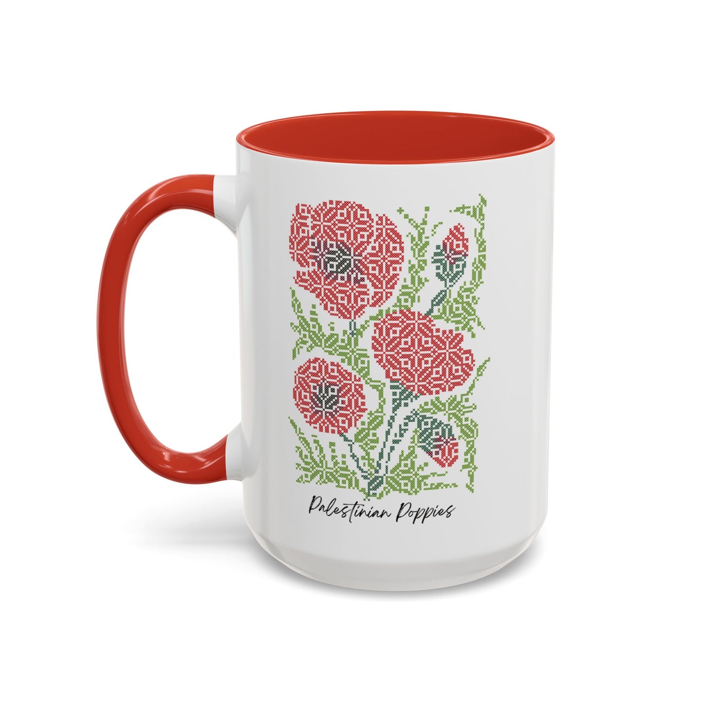 Palestinian Poppies Mug, A Sip of Palestinian Heritage.