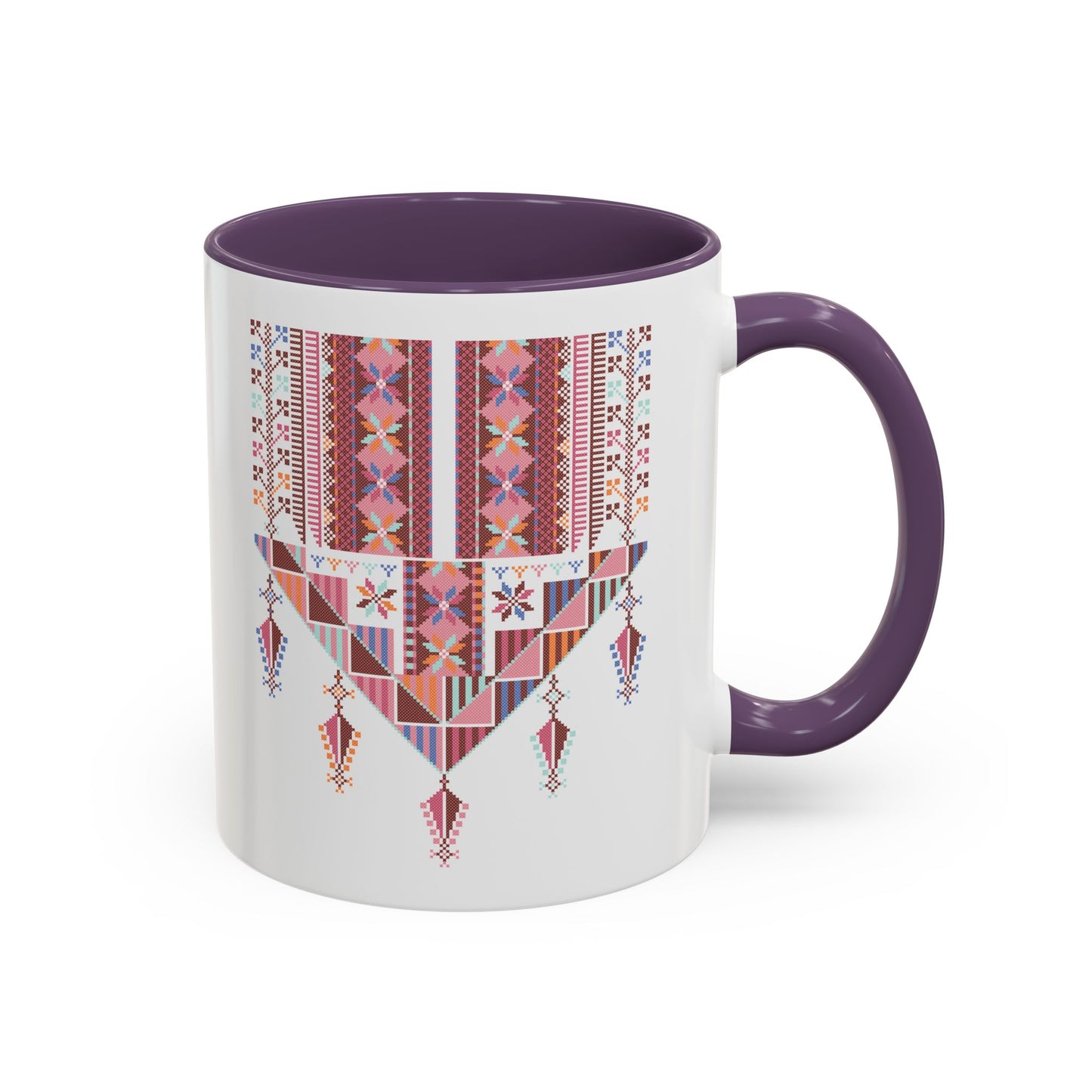 Gaza Chest Panel(2) Mug, Pinkish, A Sip of Palestinian Heritage.