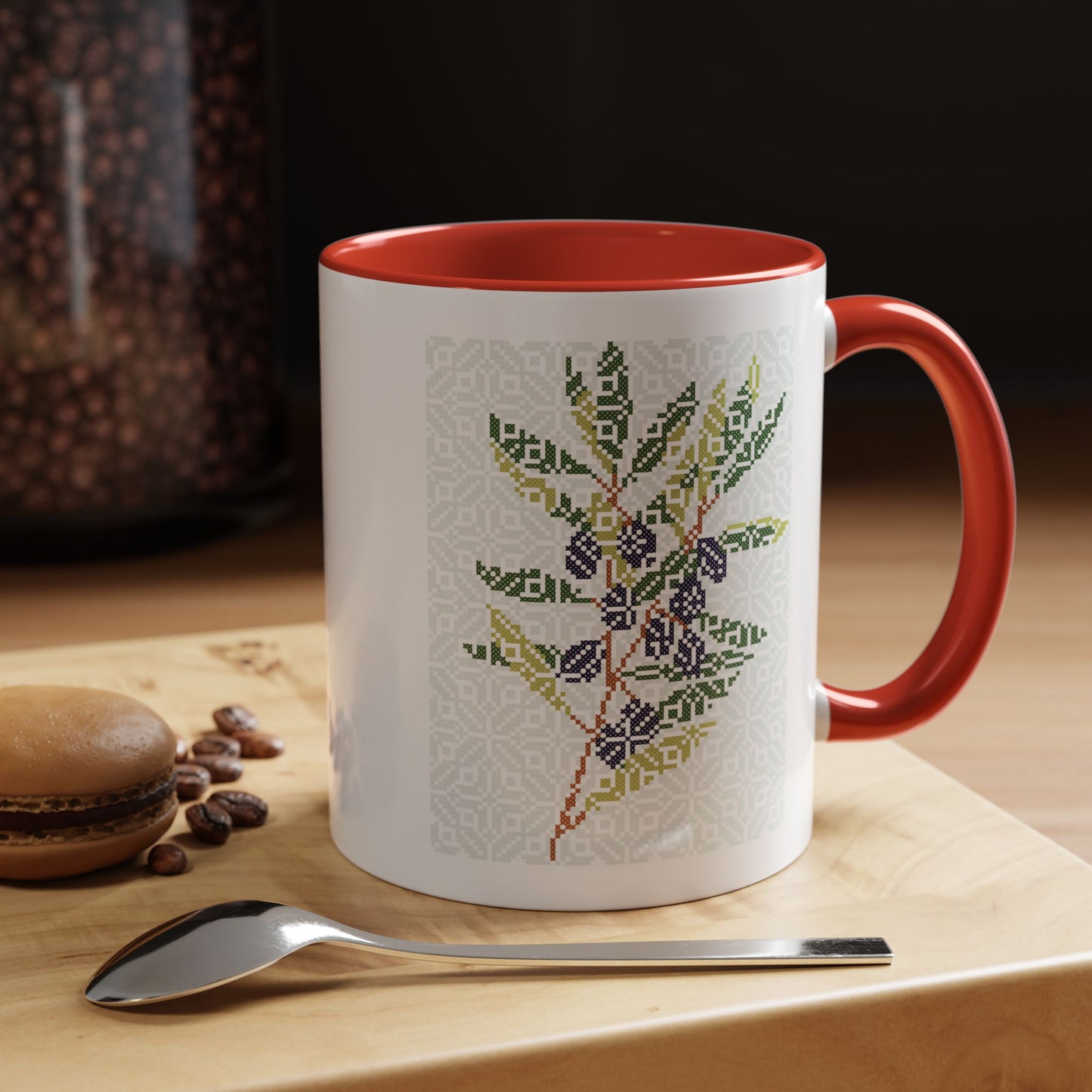 Palestinian Olive Branch Mug, A Sip of Palestinian Heritage.