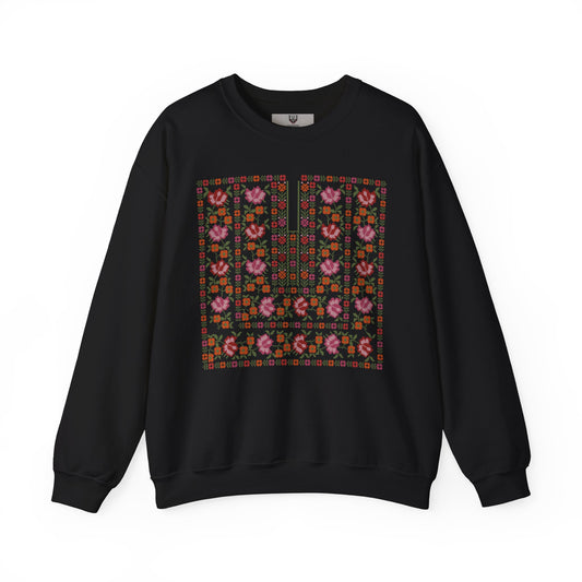 Hebron Chest Panel- Garden Thobe, Palestinian Thobe Design- Crewneck Sweatshirt.