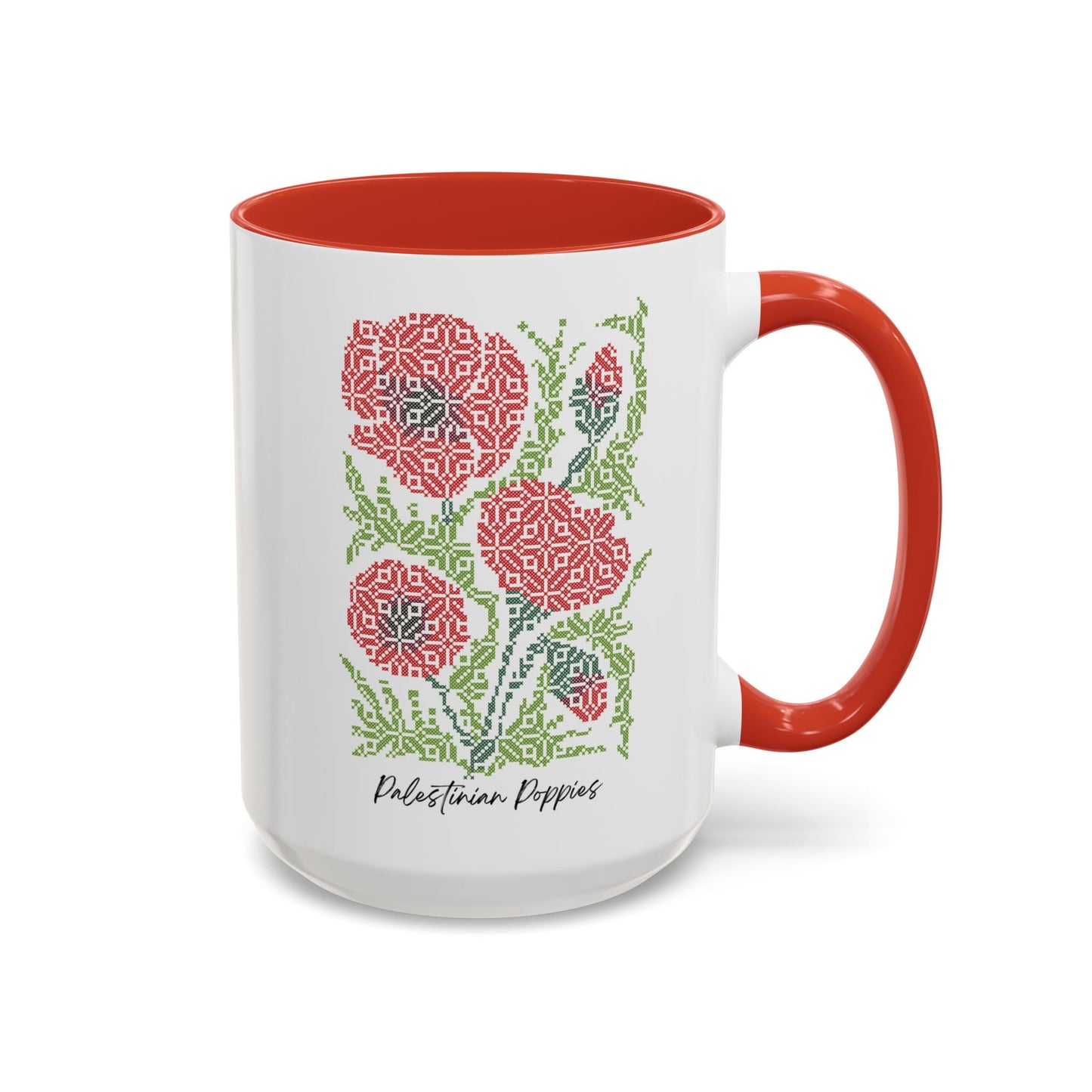 Palestinian Poppies Mug, A Sip of Palestinian Heritage.