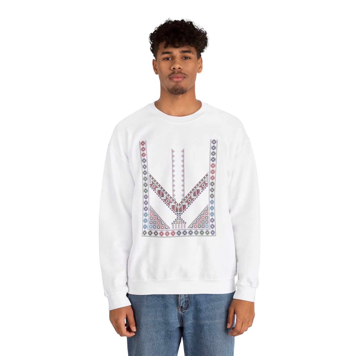 Tulkaram "Stones of the Home" Chest Panel- Palestinian Thobe Design- Crewneck Sweatshirt.