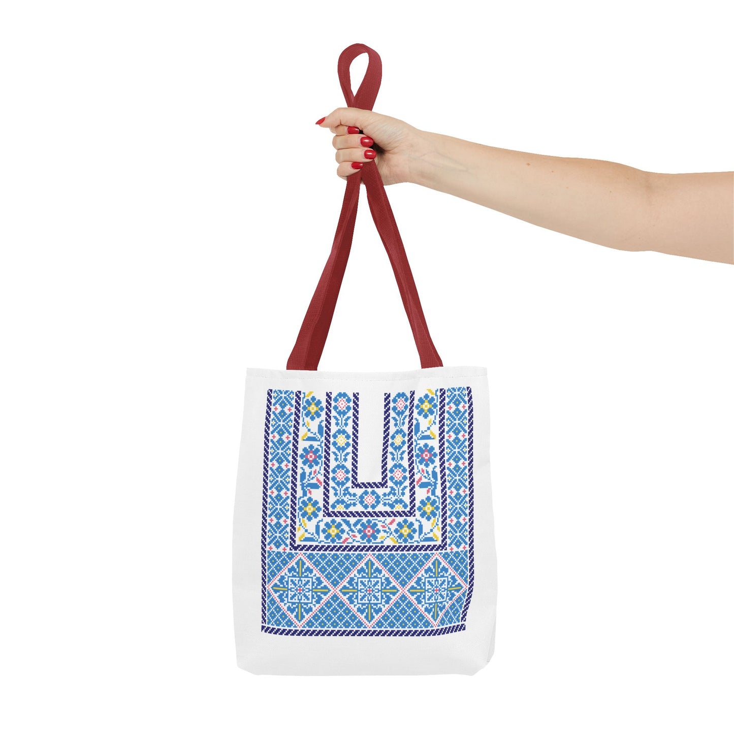 Ramallah Chest Panel Tote Bag (Blue, 1980 Thobe) – Carry Your Heritage with Style.