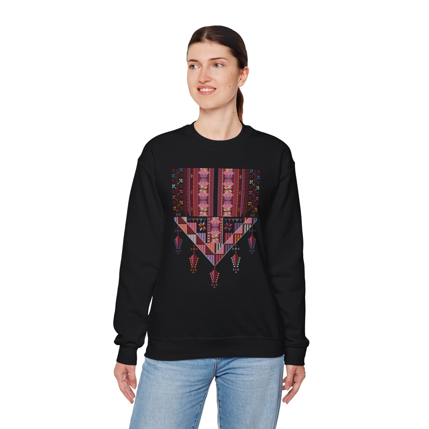 Gaza Chest Panel- Palestinian Thobe Design (2)- Crewneck Sweatshirt.