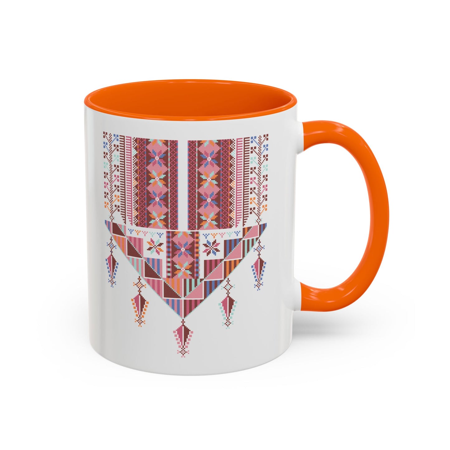 Gaza Chest Panel(2) Mug, Pinkish, A Sip of Palestinian Heritage.