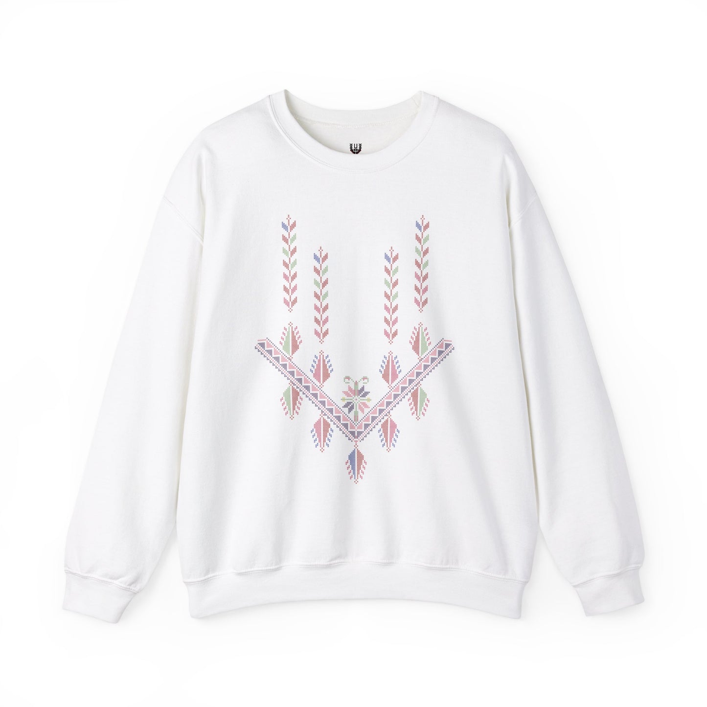 Gaza Chest Panel- Palestinian Thobe Design (4)- Crewneck Sweatshirt.