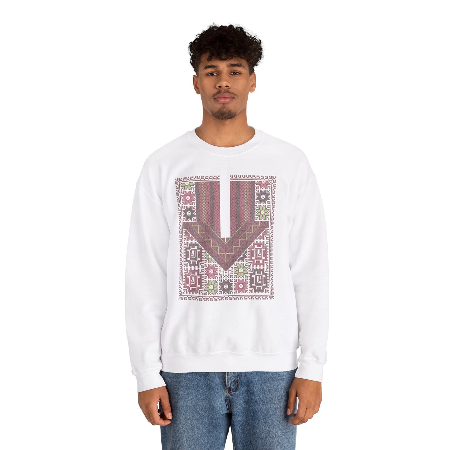 Ramallah Chest Panel- Palestinian Thobe Design (Second)- Crewneck Sweatshirt.