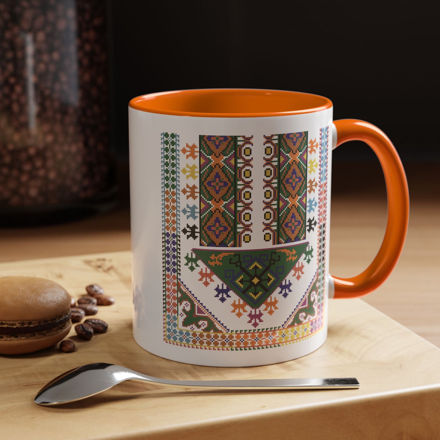 "Basil" Tulkaram Chest Panel Mug,  A Sip of Palestinian Heritage.