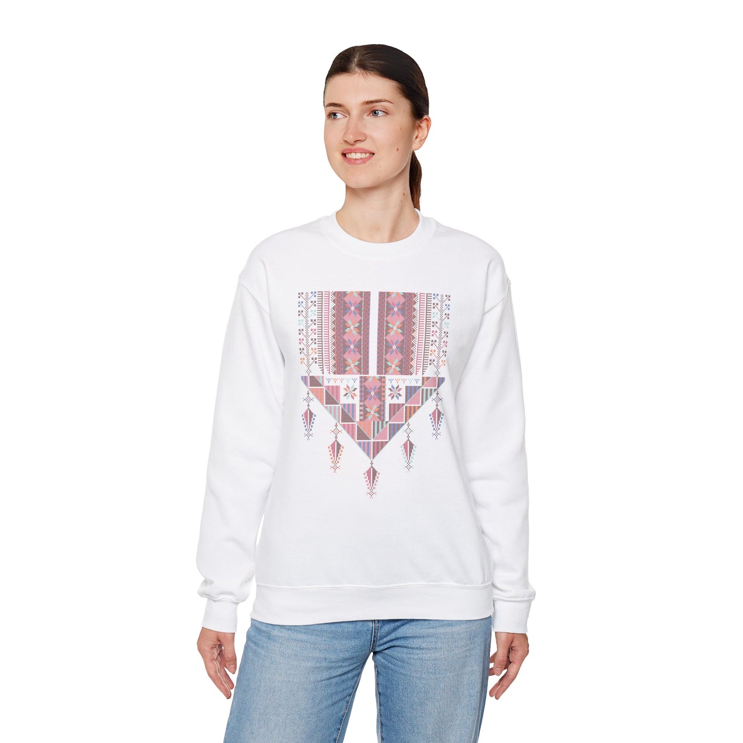 Gaza Chest Panel- Palestinian Thobe Design (2)- Crewneck Sweatshirt.