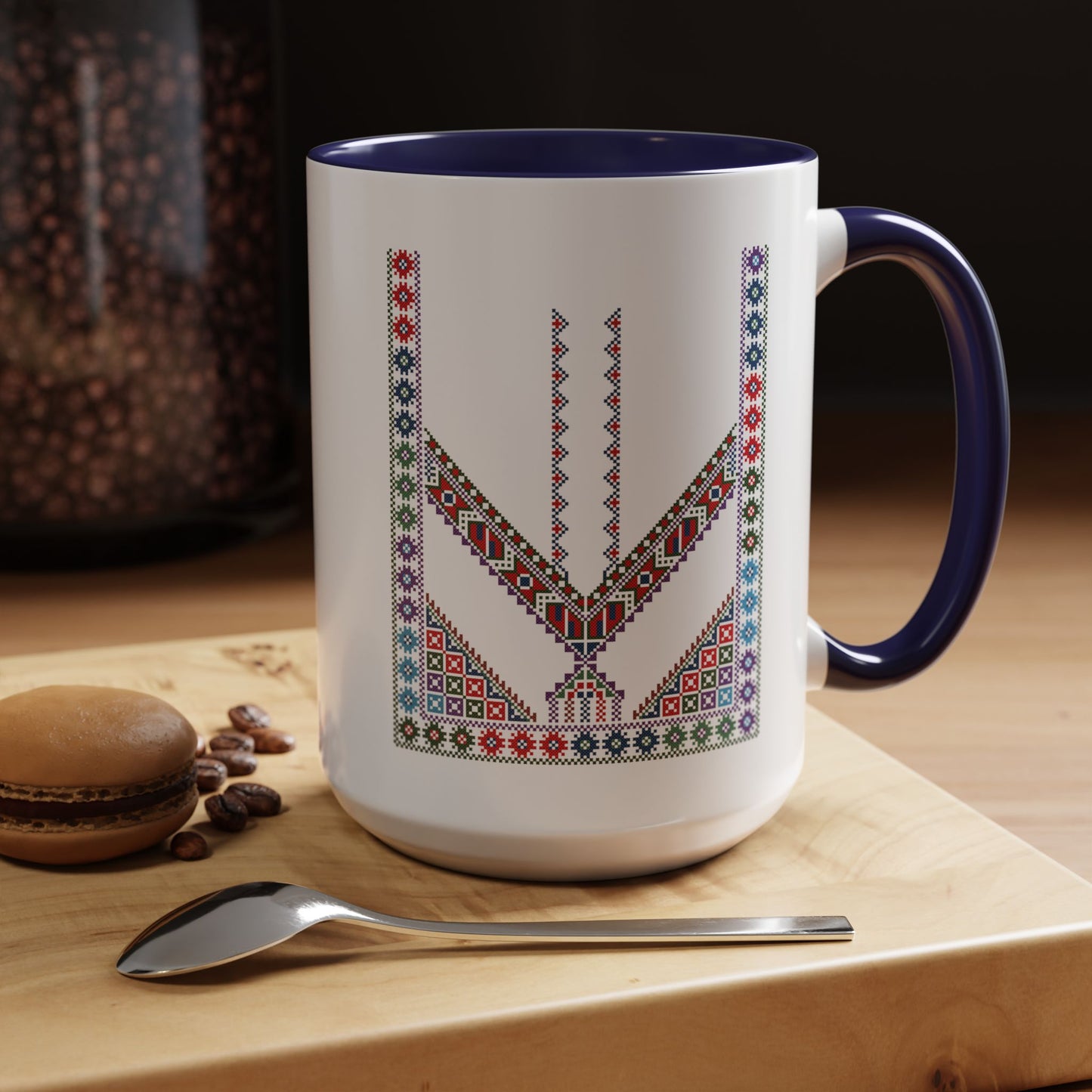 "Stones of Home" Tulkaram Chest Panel Mug,  A Sip of Palestinian Heritage.