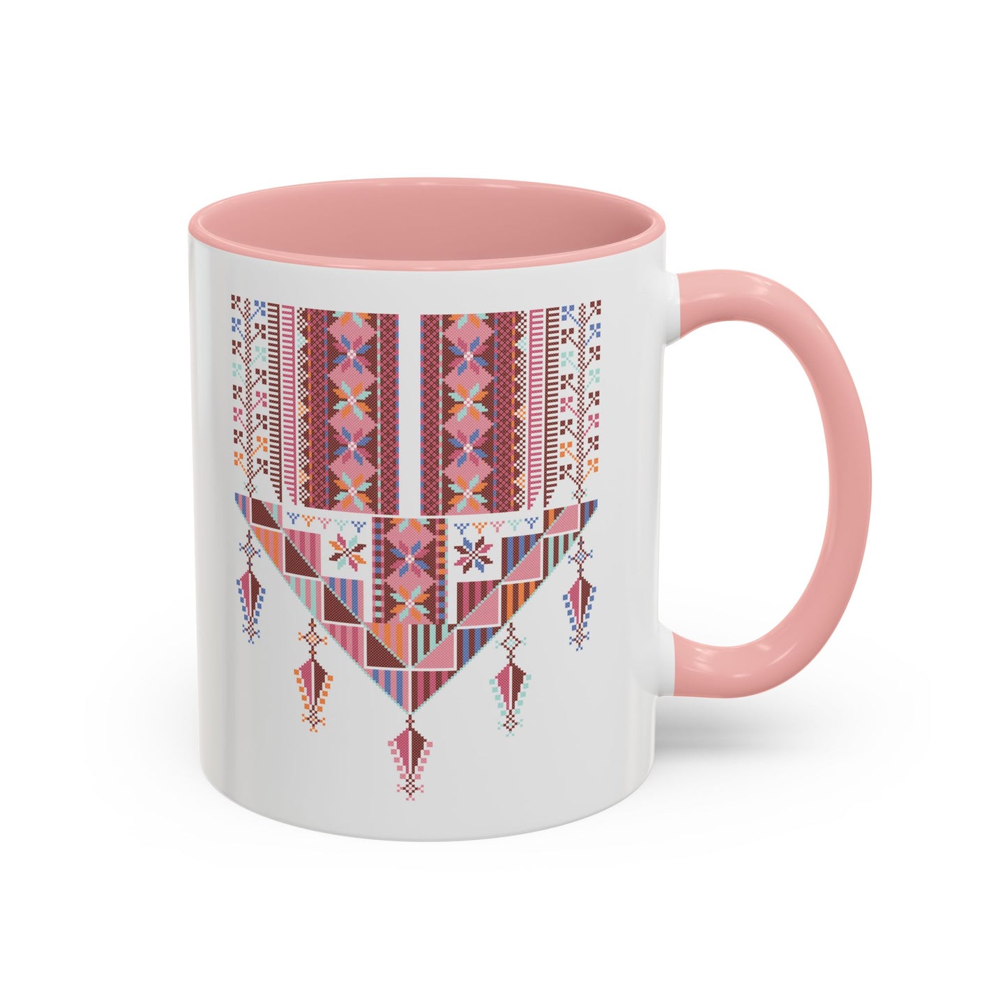 Gaza Chest Panel(2) Mug, Pinkish, A Sip of Palestinian Heritage.