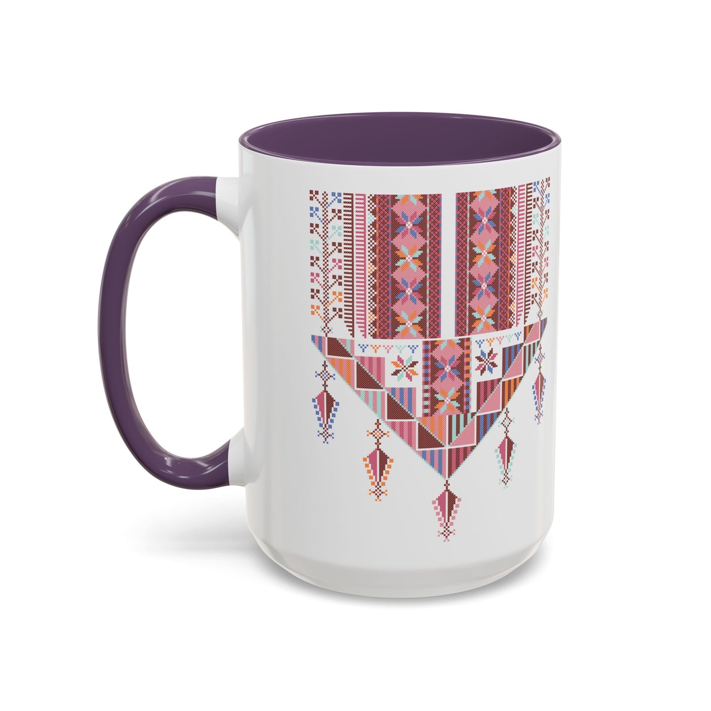 Gaza Chest Panel(2) Mug, Pinkish, A Sip of Palestinian Heritage.