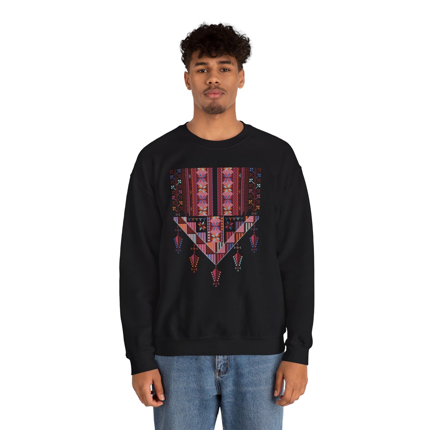 Gaza Chest Panel- Palestinian Thobe Design (2)- Crewneck Sweatshirt.