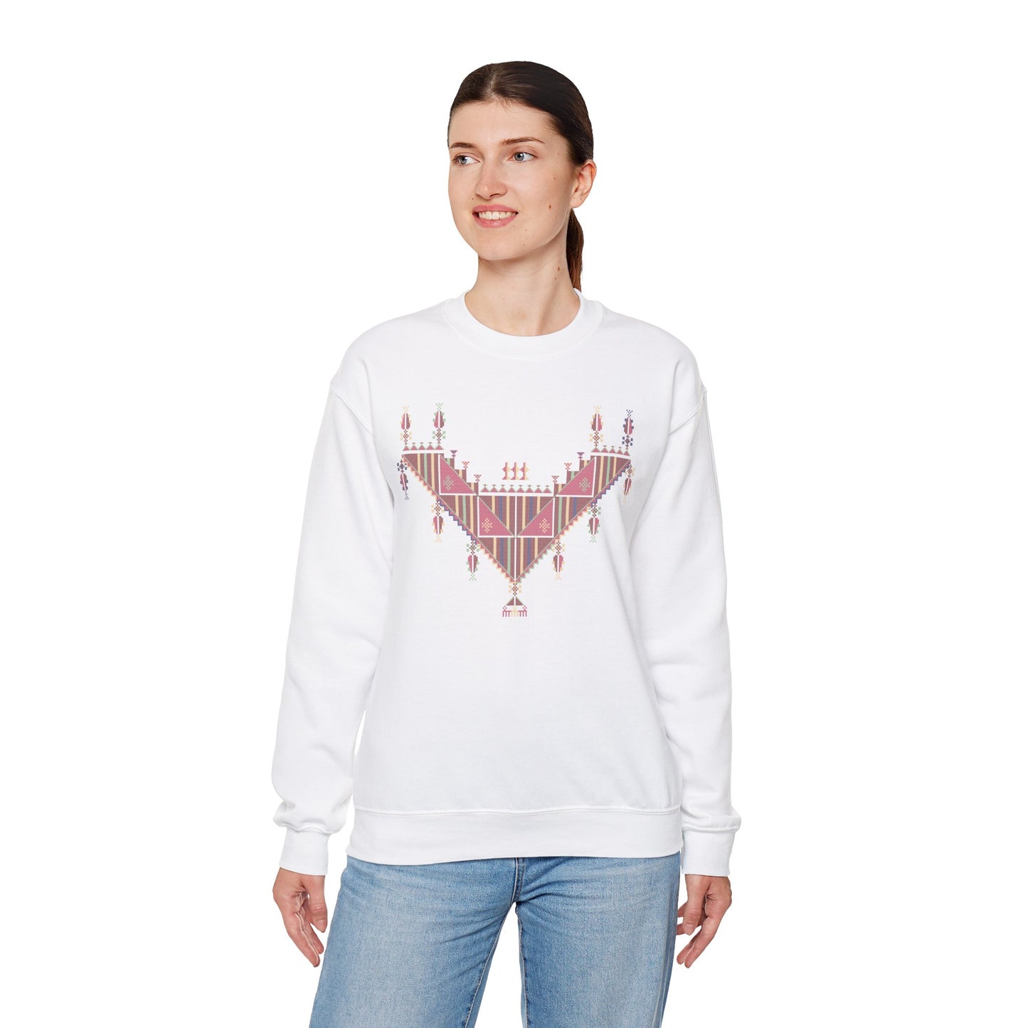 Gaza Chest Panel- Palestinian Thobe Design (3)- Crewneck Sweatshirt.