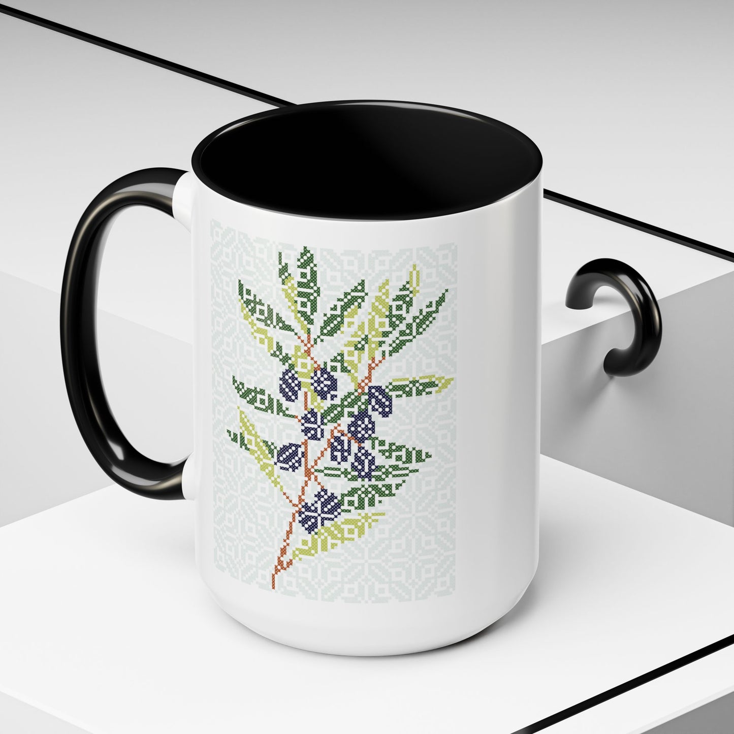 Palestinian Olive Branch Mug, A Sip of Palestinian Heritage.