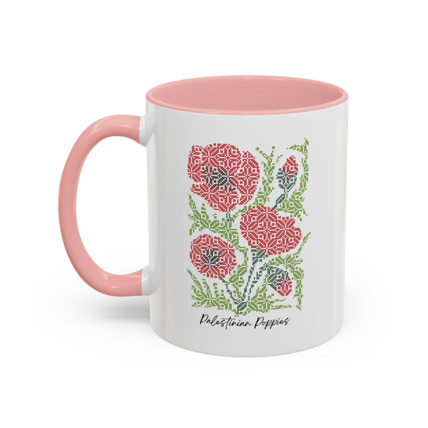 Palestinian Poppies Mug, A Sip of Palestinian Heritage.