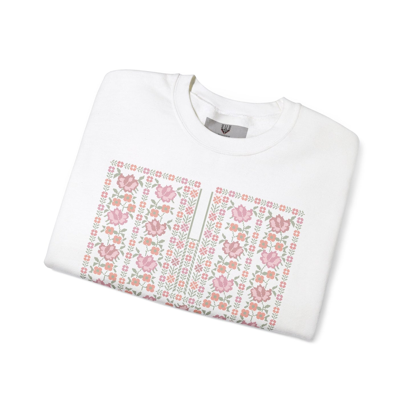 Hebron Chest Panel- Garden Thobe, Palestinian Thobe Design- Crewneck Sweatshirt.