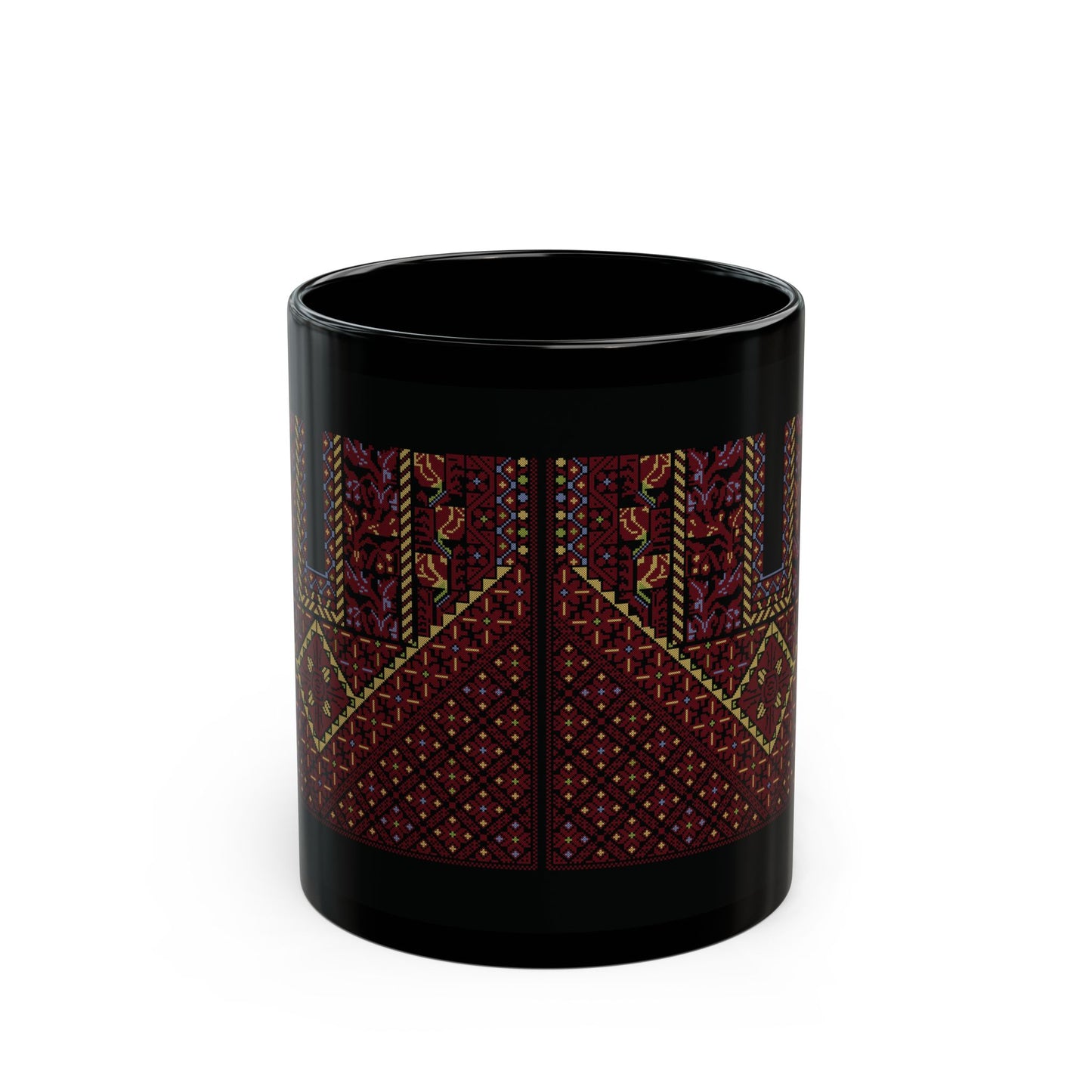 Bohemian Pattern Black Mug - 11oz & 15oz Ceramic Coffee Cup for Art Lovers