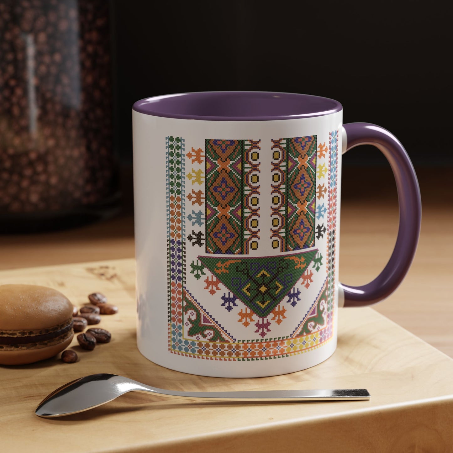 "Basil" Tulkaram Chest Panel Mug,  A Sip of Palestinian Heritage.