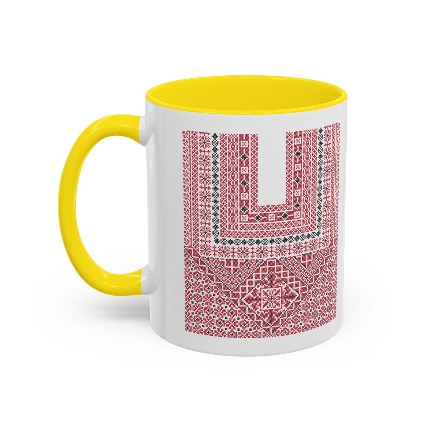 Ramallah Chest Panel, The Heritage Threads Mug (Third), A Sip of Palestinian Heritage.