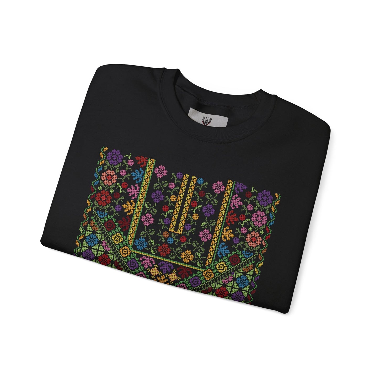 Jersulem Chest Panel- Palestinian Thobe Design (Garden)- Crewneck Sweatshirt.