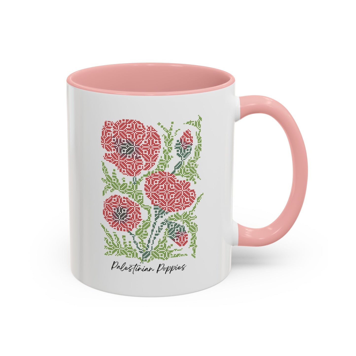 Palestinian Poppies Mug, A Sip of Palestinian Heritage.