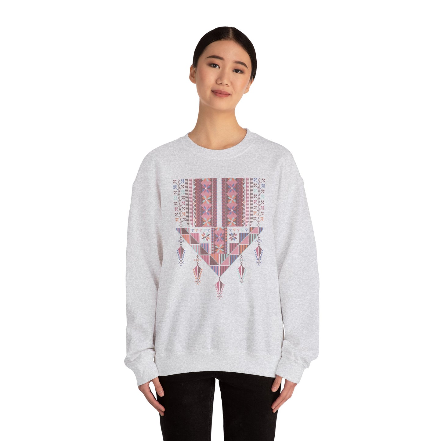 Gaza Chest Panel- Palestinian Thobe Design (2)- Crewneck Sweatshirt.