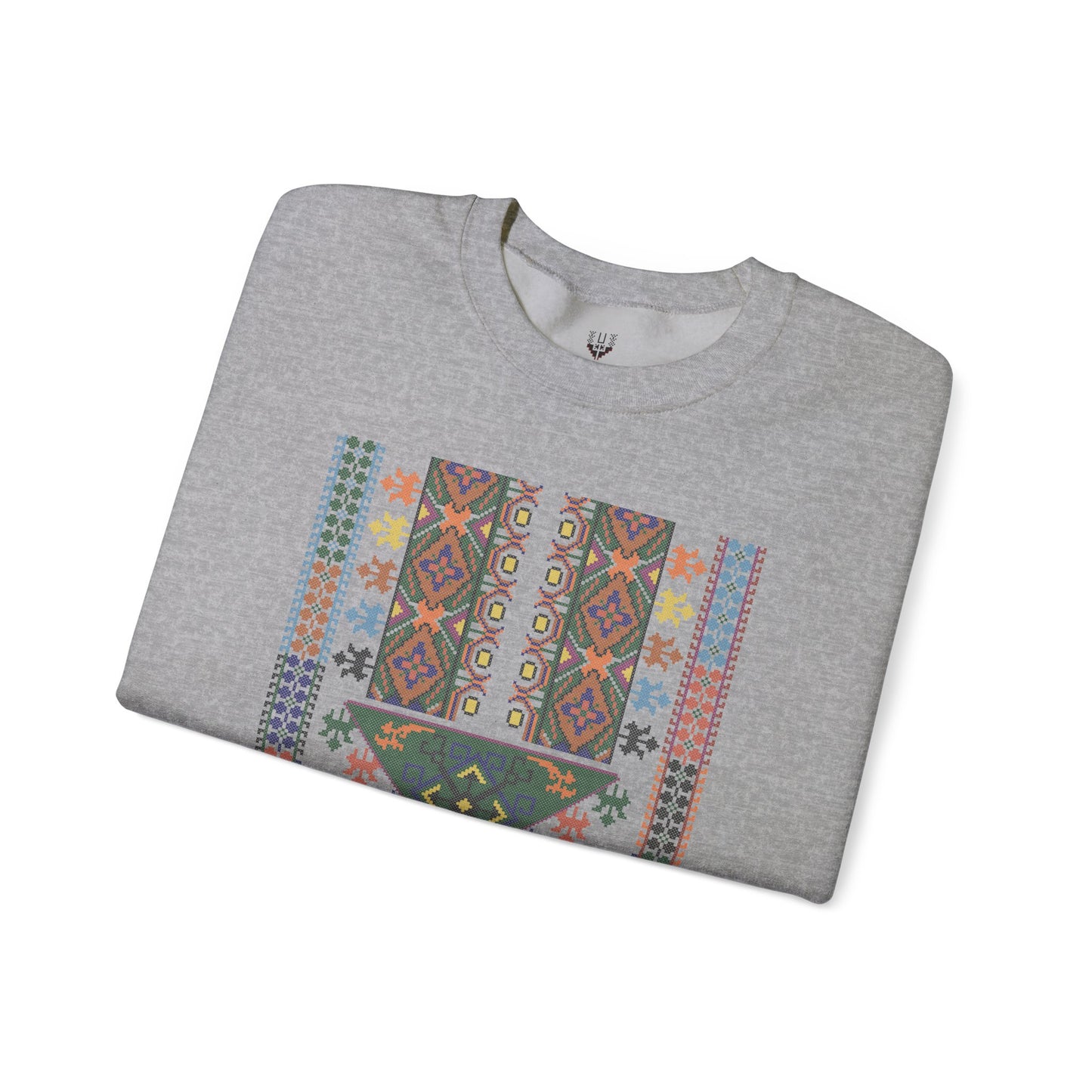 Tulkaram "Basil" Chest Panel- Palestinian Thobe Design- Crewneck Sweatshirt.