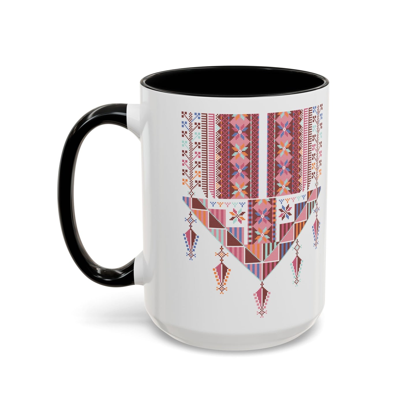 Gaza Chest Panel(2) Mug, Pinkish, A Sip of Palestinian Heritage.