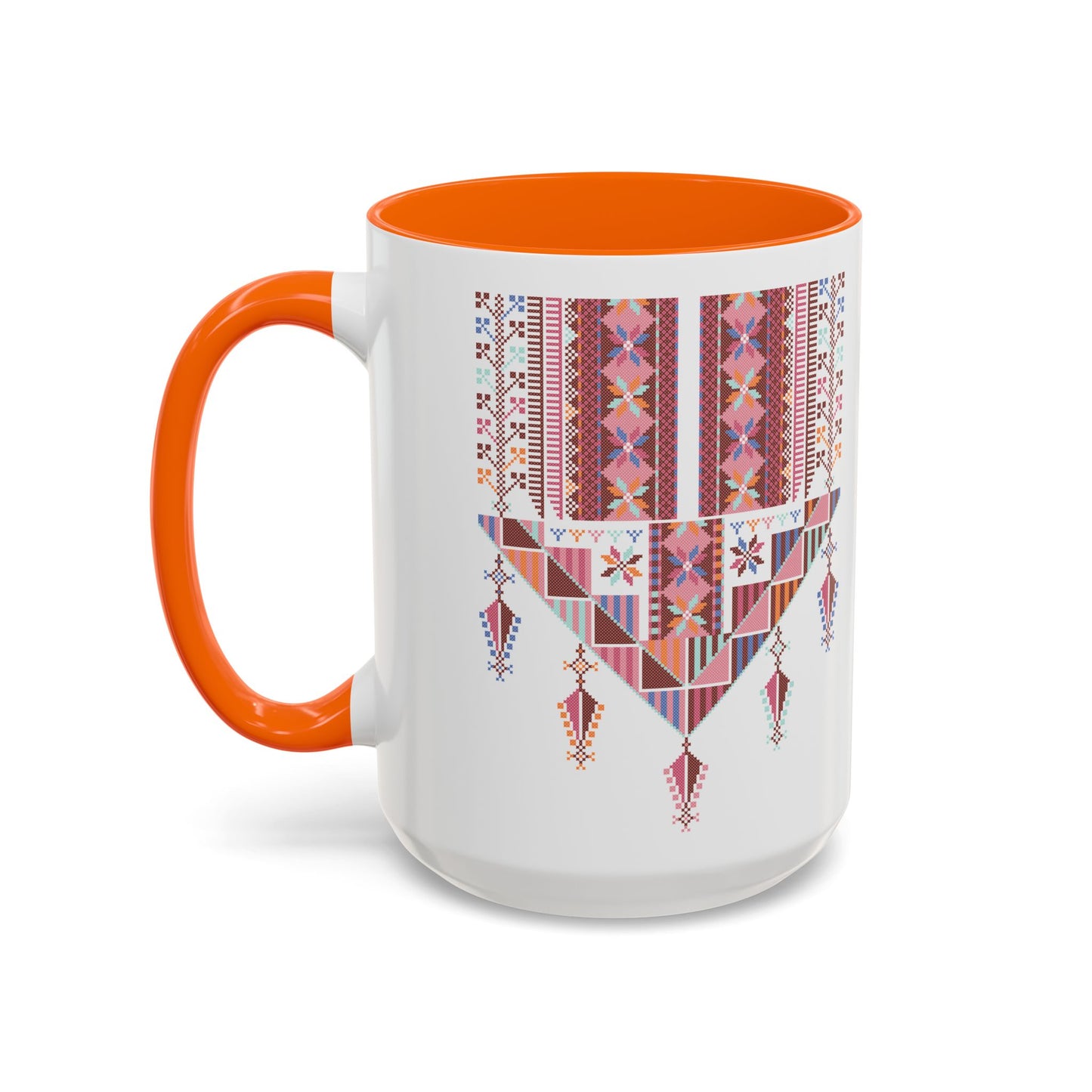 Gaza Chest Panel(2) Mug, Pinkish, A Sip of Palestinian Heritage.