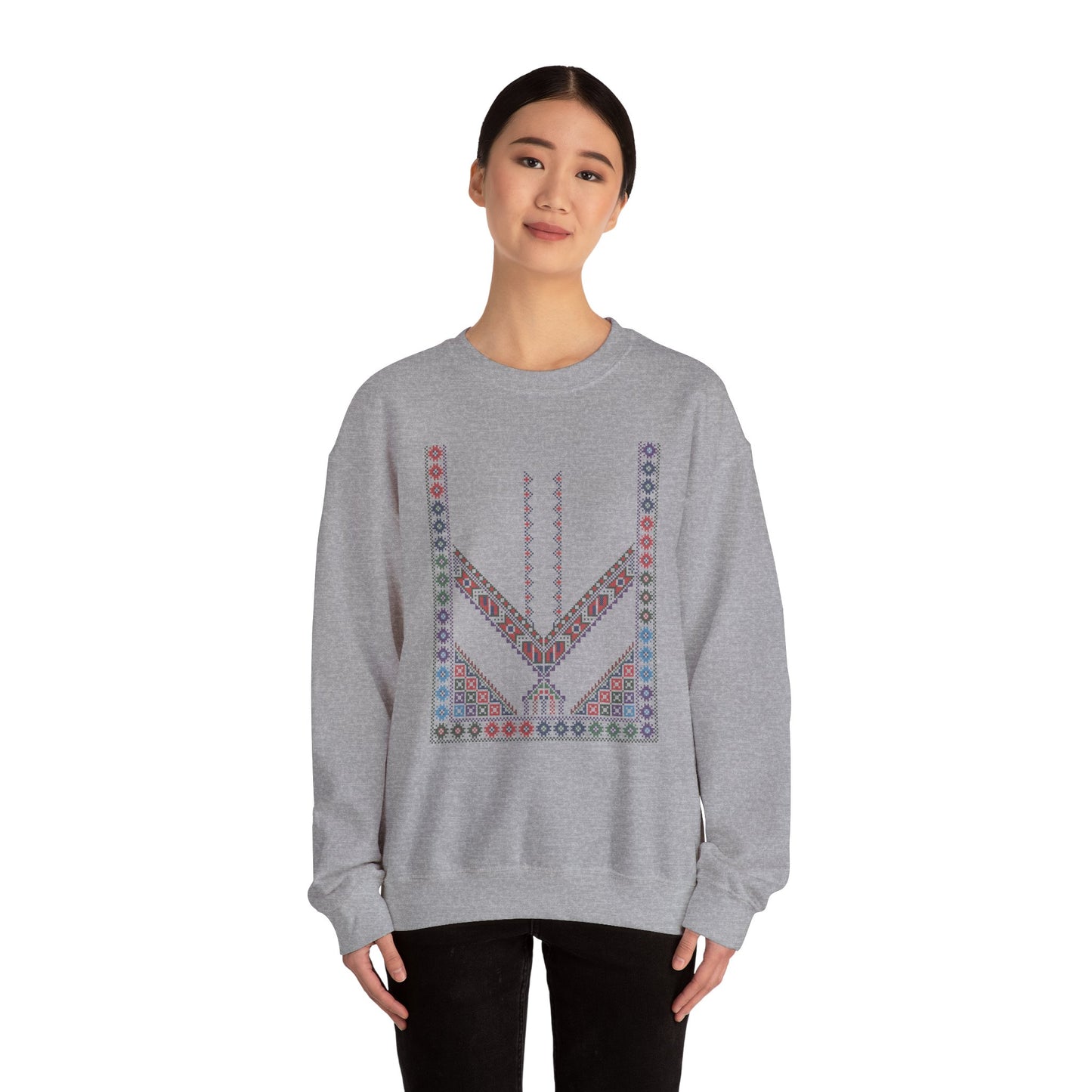 Tulkaram "Stones of the Home" Chest Panel- Palestinian Thobe Design- Crewneck Sweatshirt.