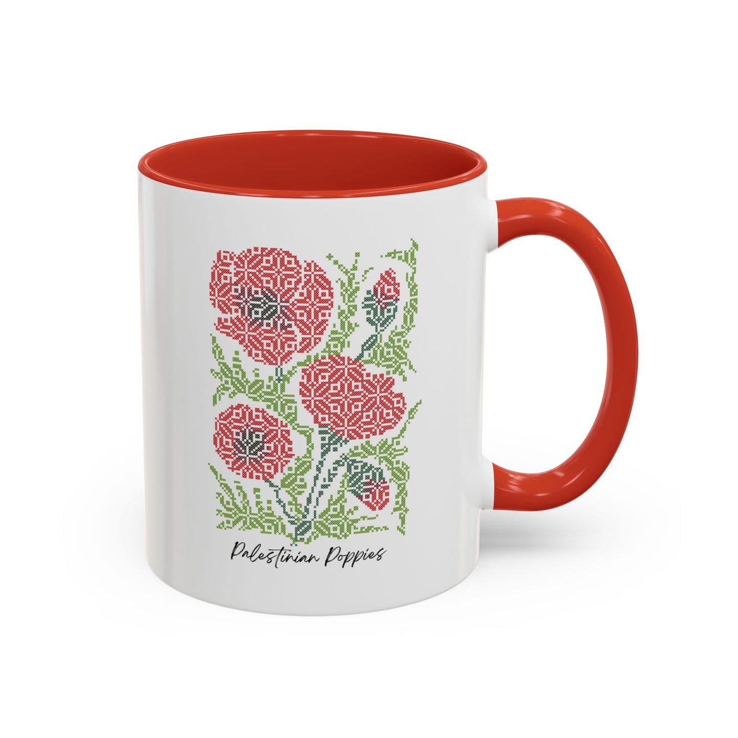 Palestinian Poppies Mug, A Sip of Palestinian Heritage.