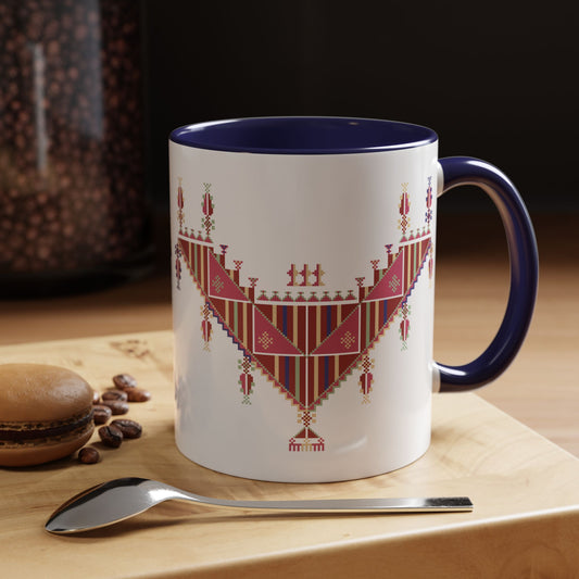 Gaza Chest Panel Mugs, old thobe (3), A Sip of Palestinian Heritage.