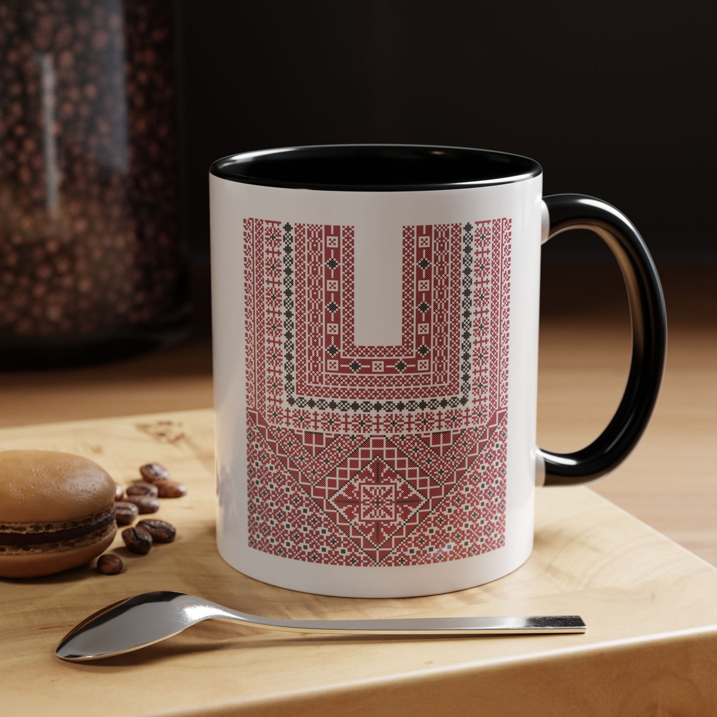 Ramallah Chest Panel, The Heritage Threads Mug (Third), A Sip of Palestinian Heritage.