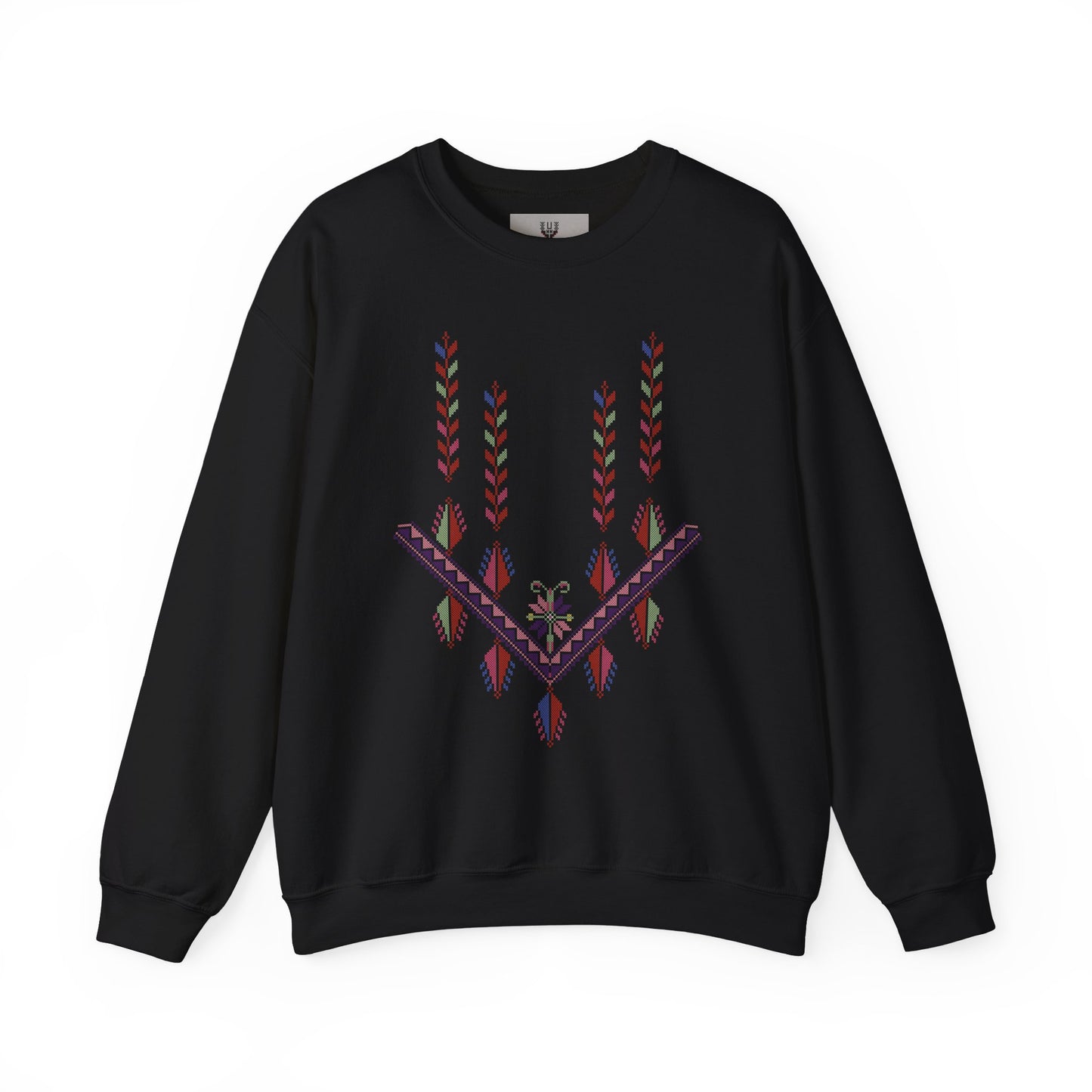 Gaza Chest Panel- Palestinian Thobe Design (4)- Crewneck Sweatshirt.