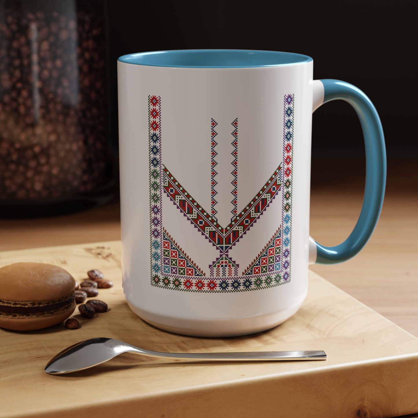 "Stones of Home" Tulkaram Chest Panel Mug,  A Sip of Palestinian Heritage.