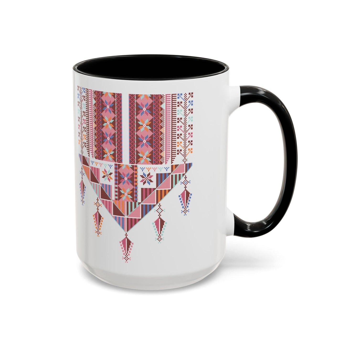 Gaza Chest Panel(2) Mug, Pinkish, A Sip of Palestinian Heritage.