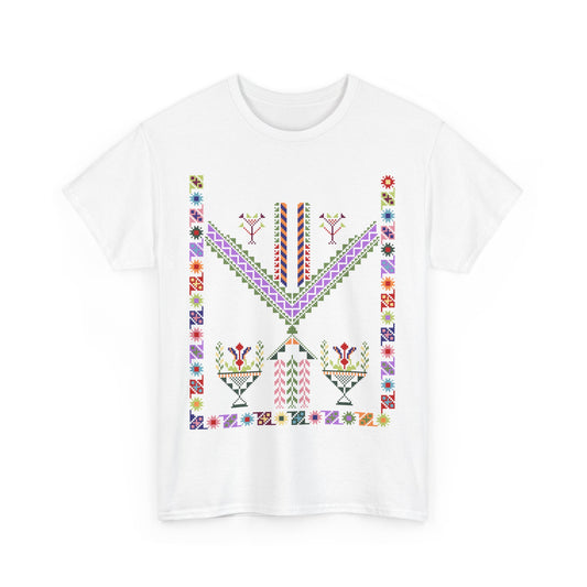 Tulkaram Chest Panel T-Shirt, Palestinian Chest Panel from Old Thobe Heritage Design