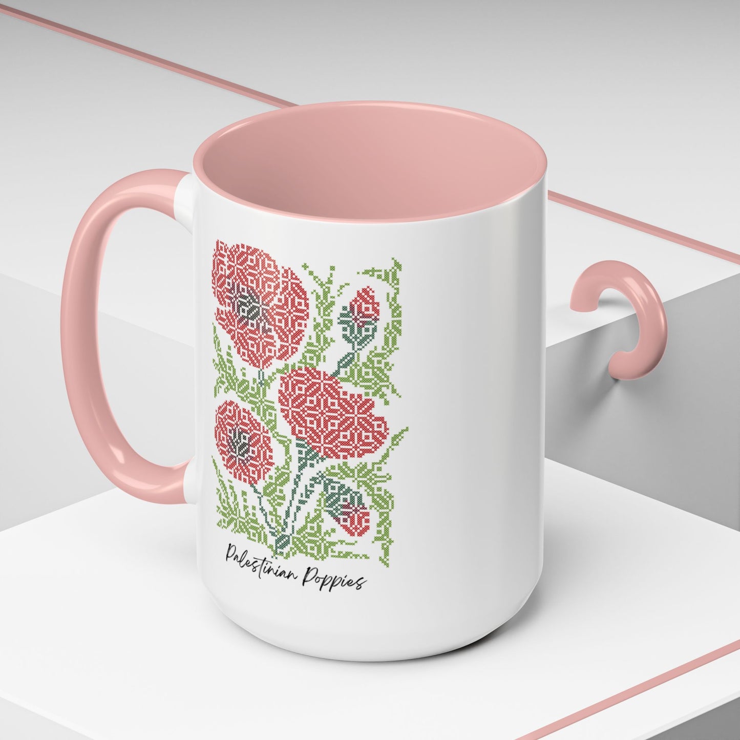 Palestinian Poppies Mug, A Sip of Palestinian Heritage.