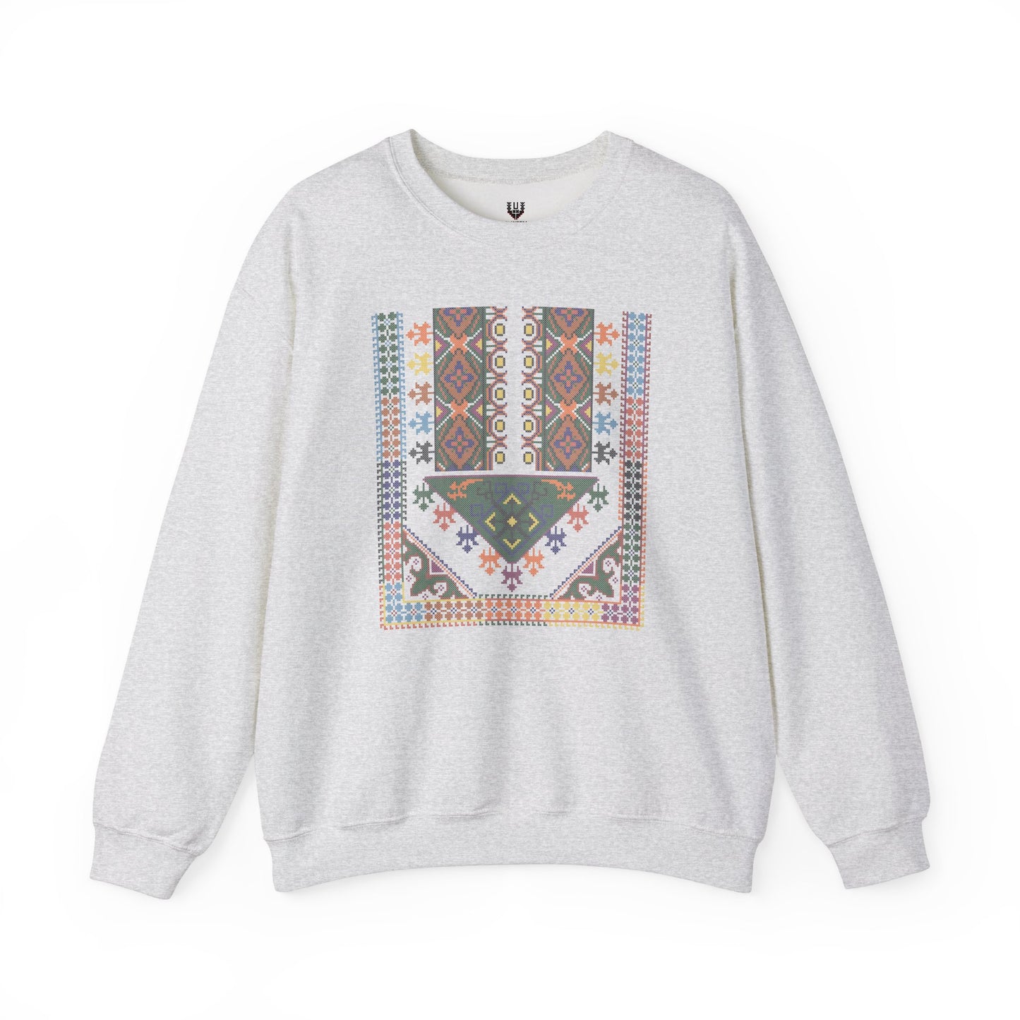 Tulkaram "Basil" Chest Panel- Palestinian Thobe Design- Crewneck Sweatshirt.