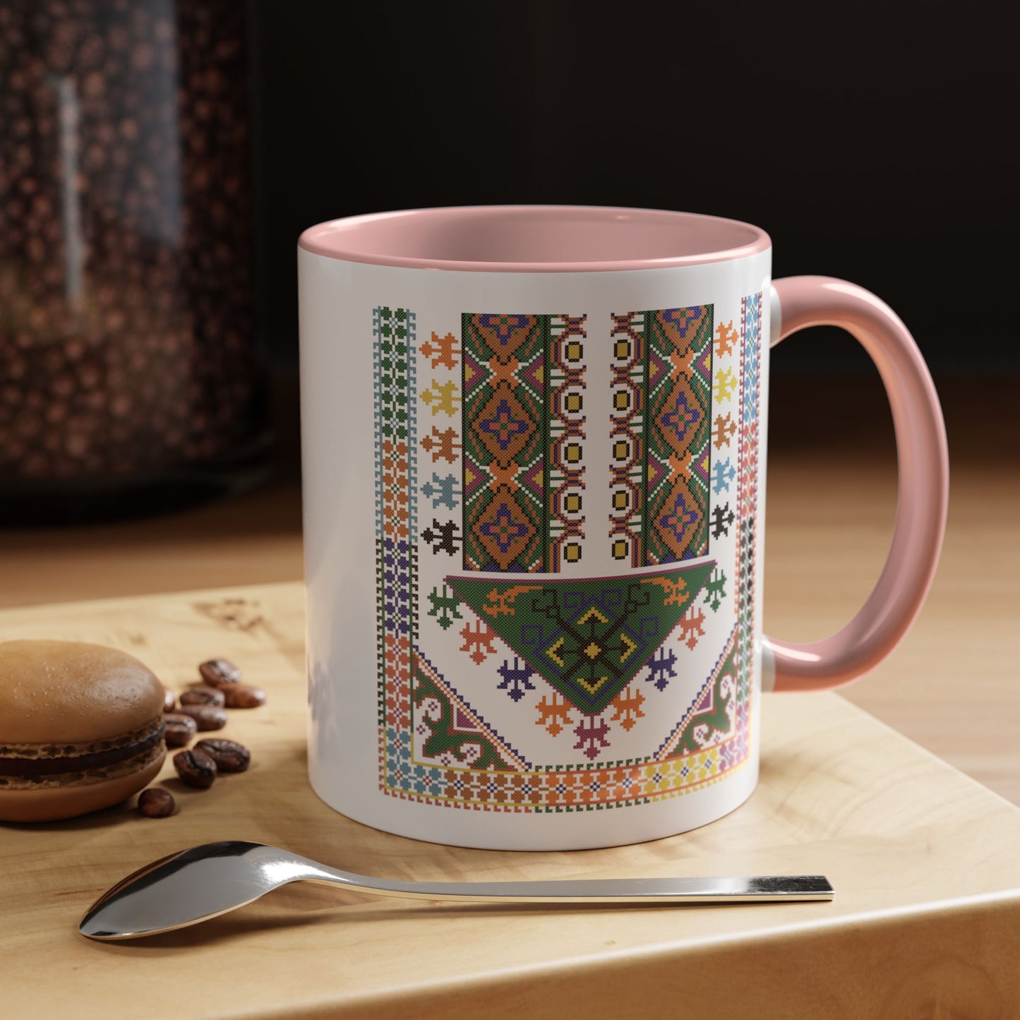 "Basil" Tulkaram Chest Panel Mug,  A Sip of Palestinian Heritage.