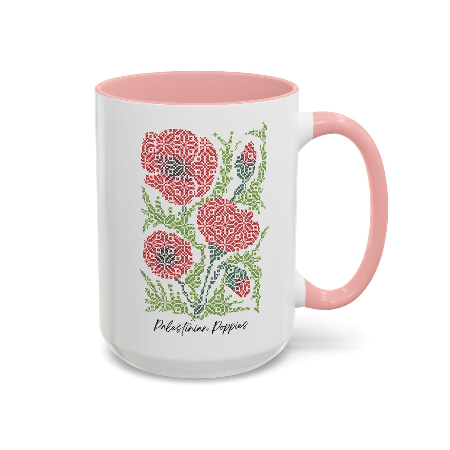 Palestinian Poppies Mug, A Sip of Palestinian Heritage.