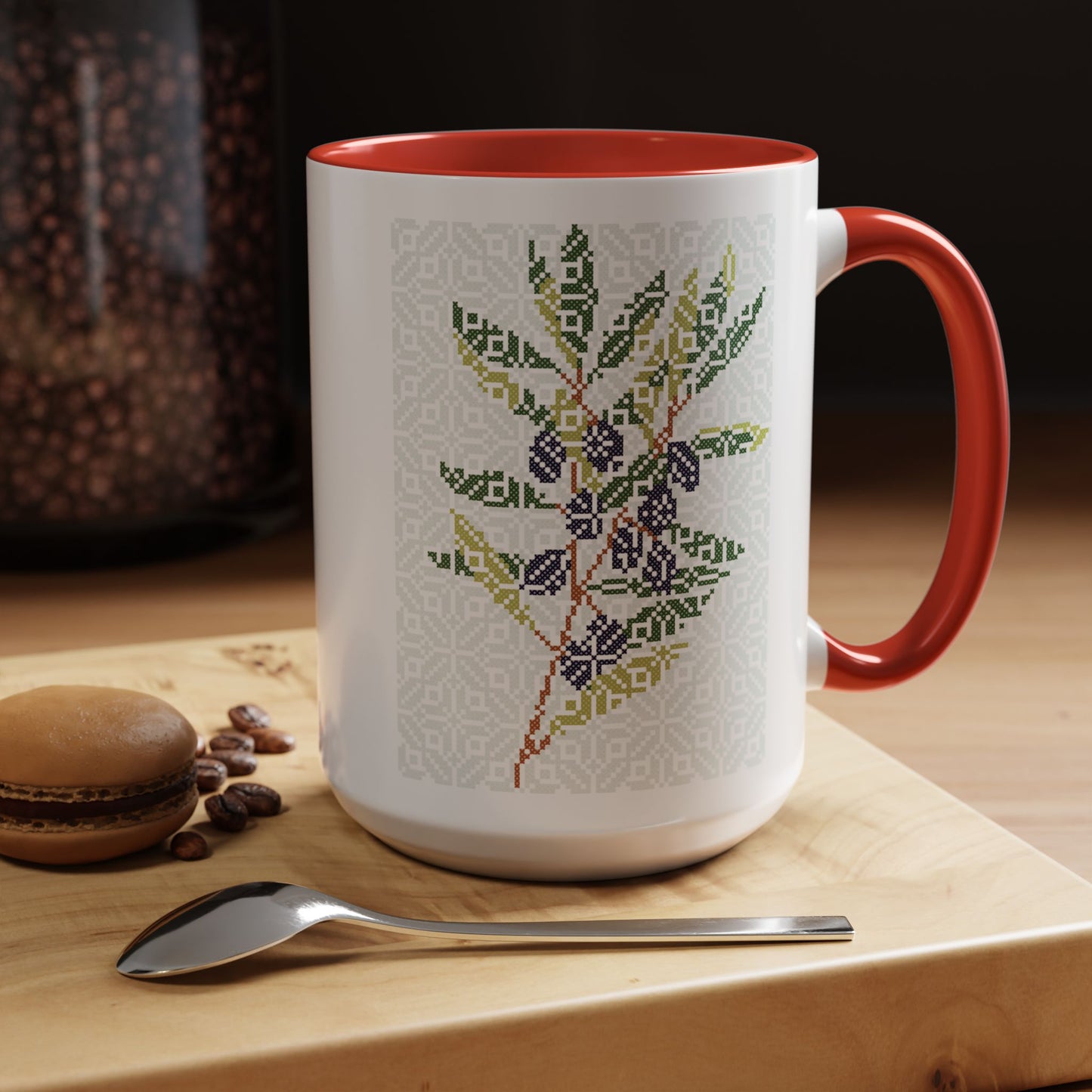 Palestinian Olive Branch Mug, A Sip of Palestinian Heritage.