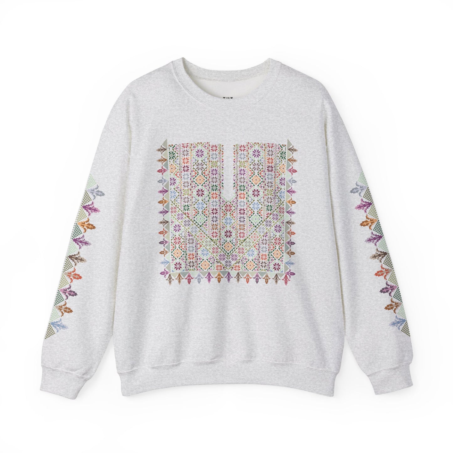 Hebron Garden "Floral" Chest Panel- Palestinian Thobe Design- Crewneck Sweatshirt.