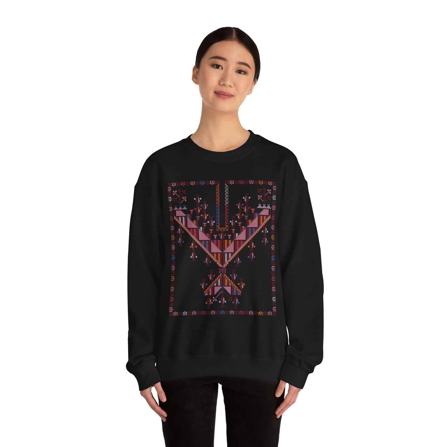 Gaza Chest Panel- Palestinian Thobe Design (1)- Crewneck Sweatshirt.