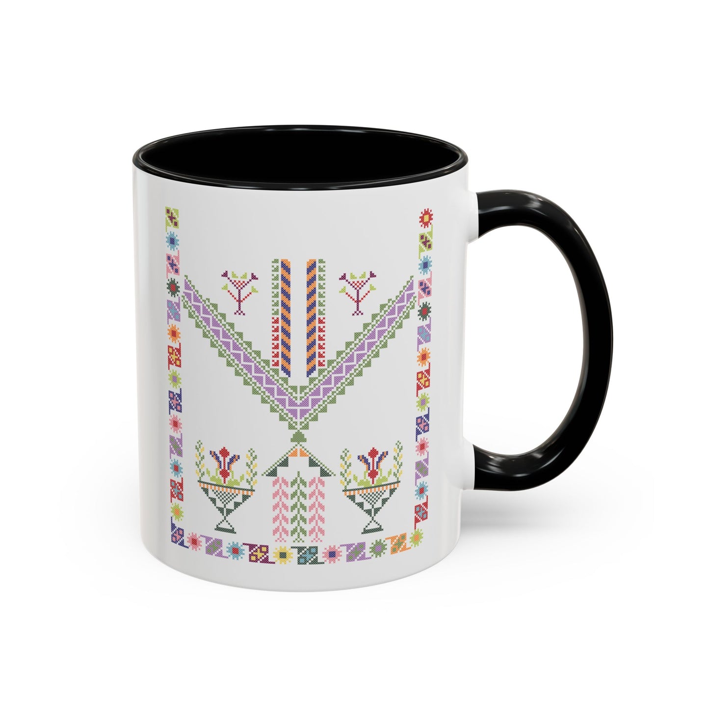 "Plant  Pot" Tulkaram Chest Panel Mug,  A Sip of Palestinian Heritage.