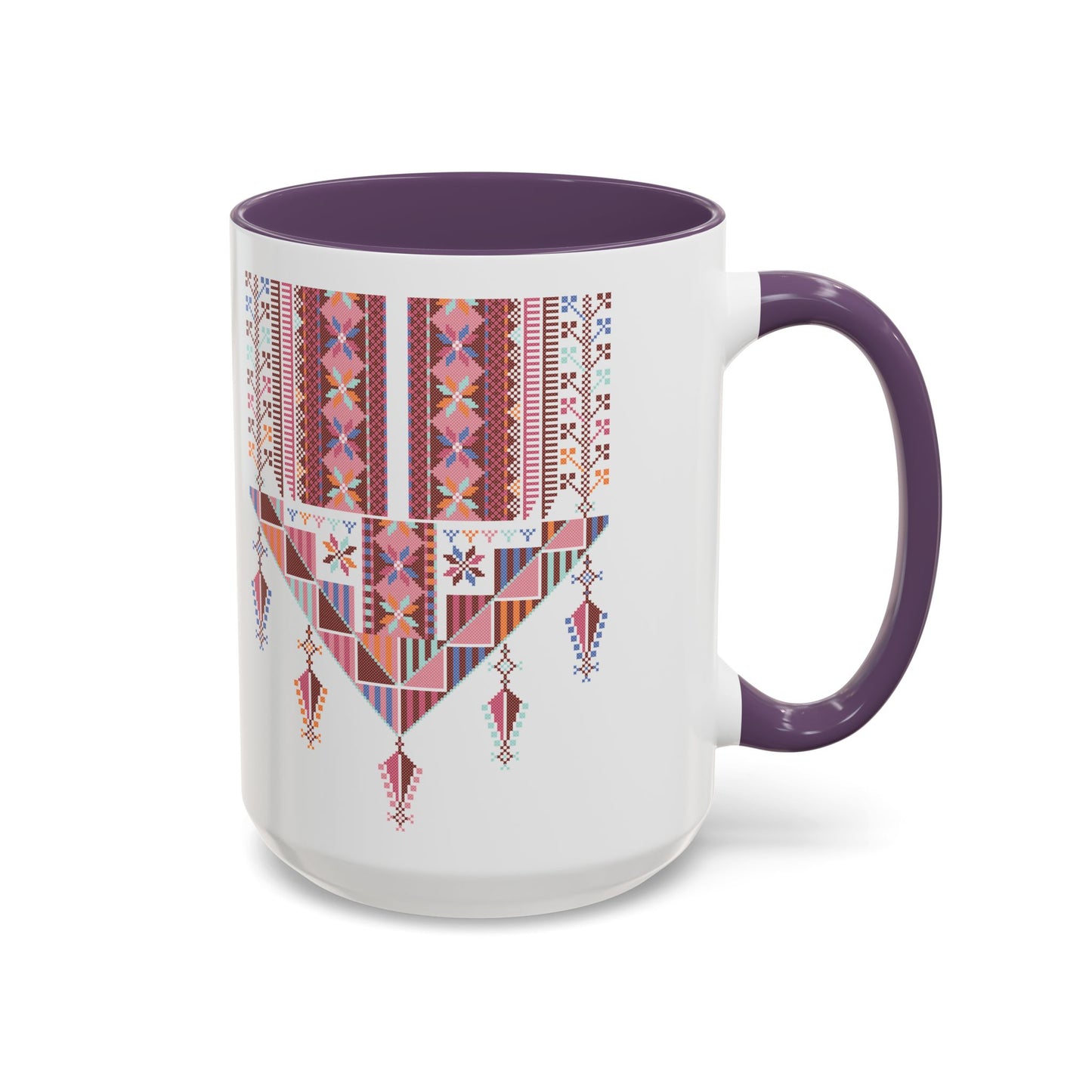 Gaza Chest Panel(2) Mug, Pinkish, A Sip of Palestinian Heritage.